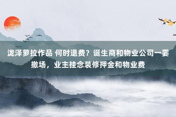 泷泽萝拉作品 何时退费？诞生商和物业公司一霎撤场，业主挂念装修押金和物业费