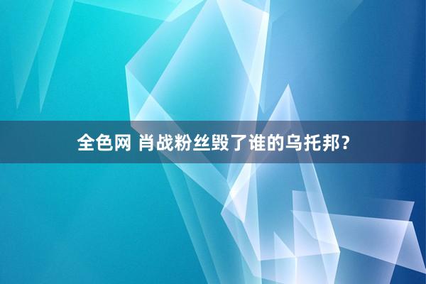 全色网 肖战粉丝毁了谁的乌托邦？